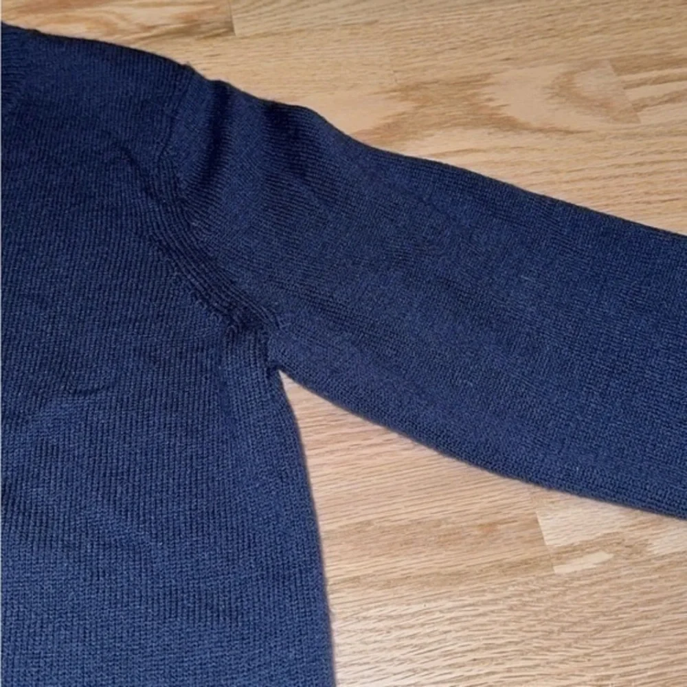 Kate Spade Broome Street Navy Blue Wool Blend Owl Crewneck Sweater Large‎